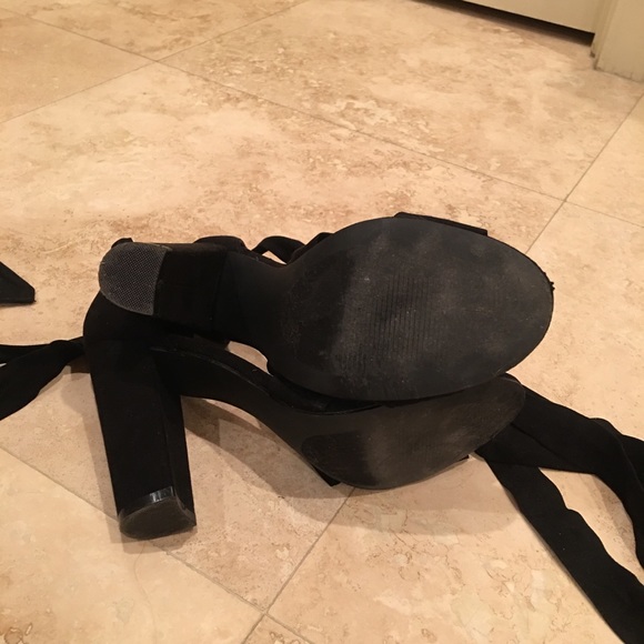 Super sexy black ankle wrap suede high sandals - Picture 7 of 8